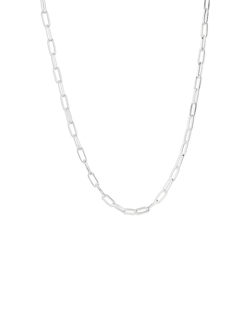 Chaîne trombone en argent sterling de 46 cm, largeur de 5,5 à 6 mm