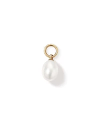 Oval Cultured Freshwater Pearl Single Earring Charm in 10kt Yellow Gold