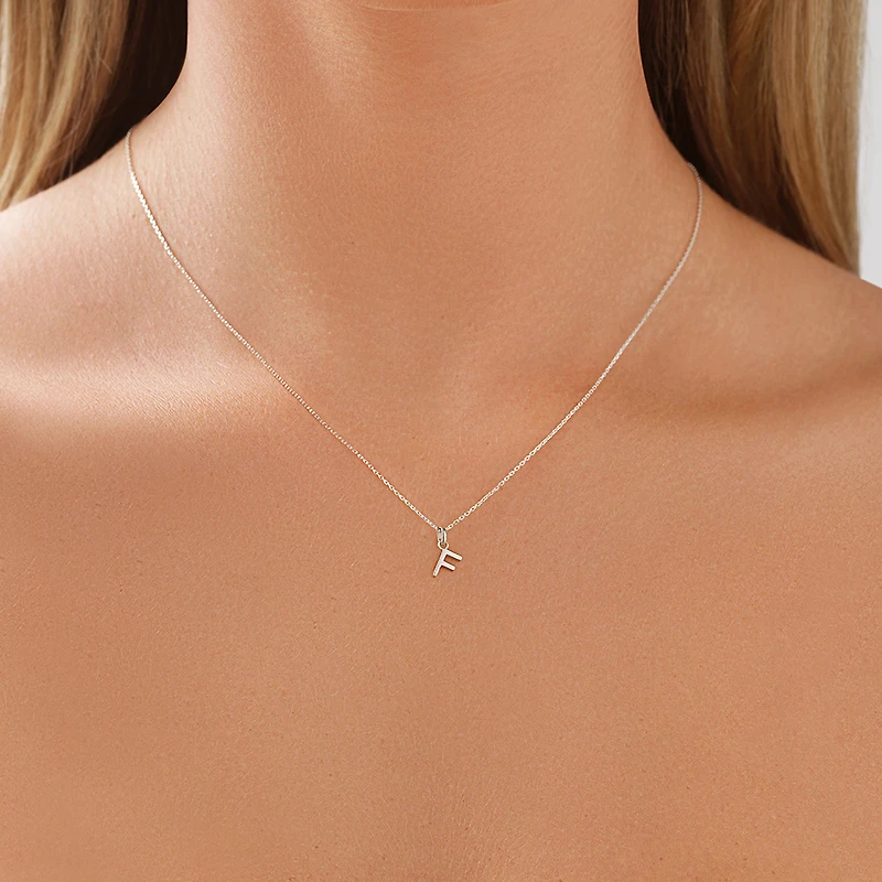 "F" Initial Pendant in Sterling Silver