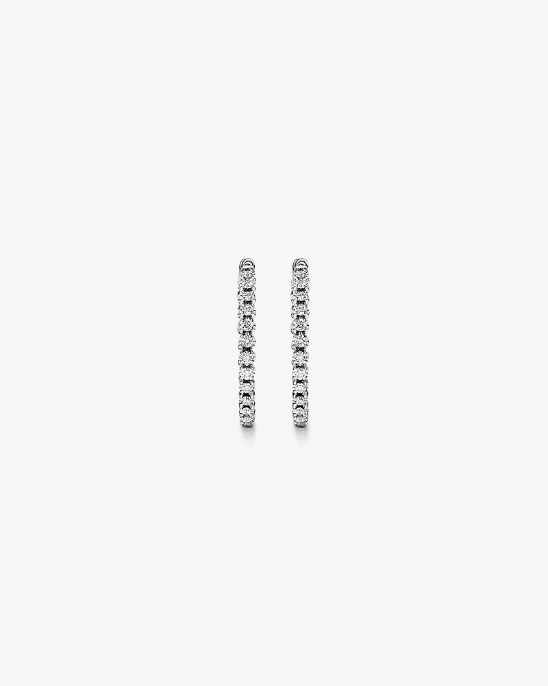 Carat TW Laboratory-Grown Diamond Hoop Earrings Set in 10kt White Gold