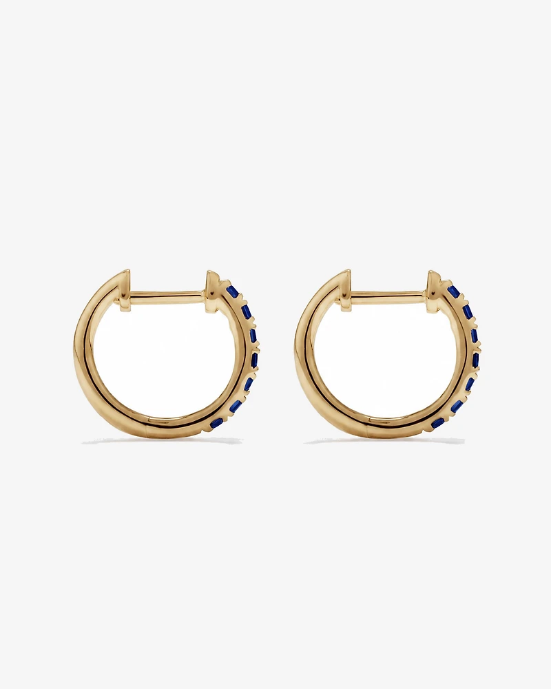 Boucles d'oreilles anneaux Saphir en or jaune 10 ct