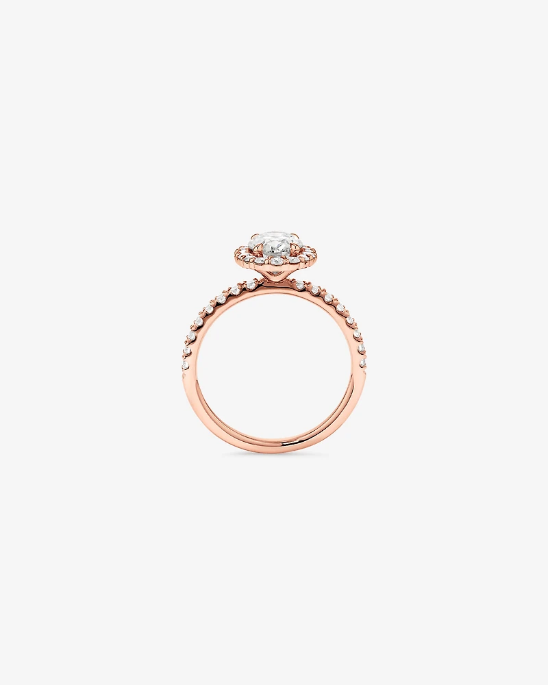 1.78 Carat TW Oval Laboratory-Grown Diamond Halo Engagement Ring in 14kt Rose Gold