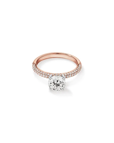 1.95 Carat TW Round Brilliant Laboratory-Grown Diamond Solitaire Side Accent Engagement Ring 14kt Rose and White Gold