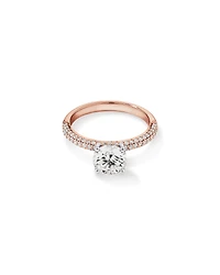 1.95 Carat TW Round Brilliant Laboratory-Grown Diamond Solitaire Side Accent Engagement Ring 14kt Rose and White Gold