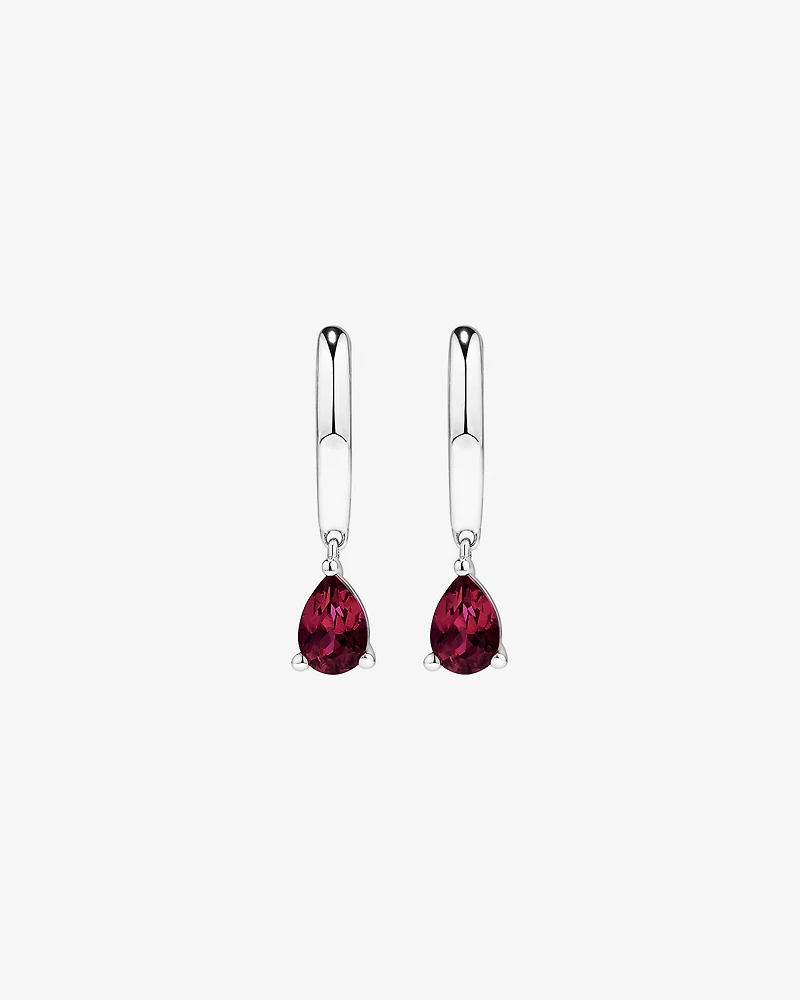 Pear Cut Created Ruby Pendant and Drop Earring Set in Sterling Silver