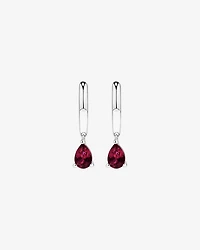 Pear Cut Created Ruby Pendant and Drop Earring Set in Sterling Silver