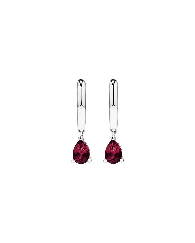 Pear Cut Created Ruby Pendant and Drop Earring Set in Sterling Silver