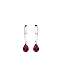Pear Cut Created Ruby Pendant and Drop Earring Set in Sterling Silver