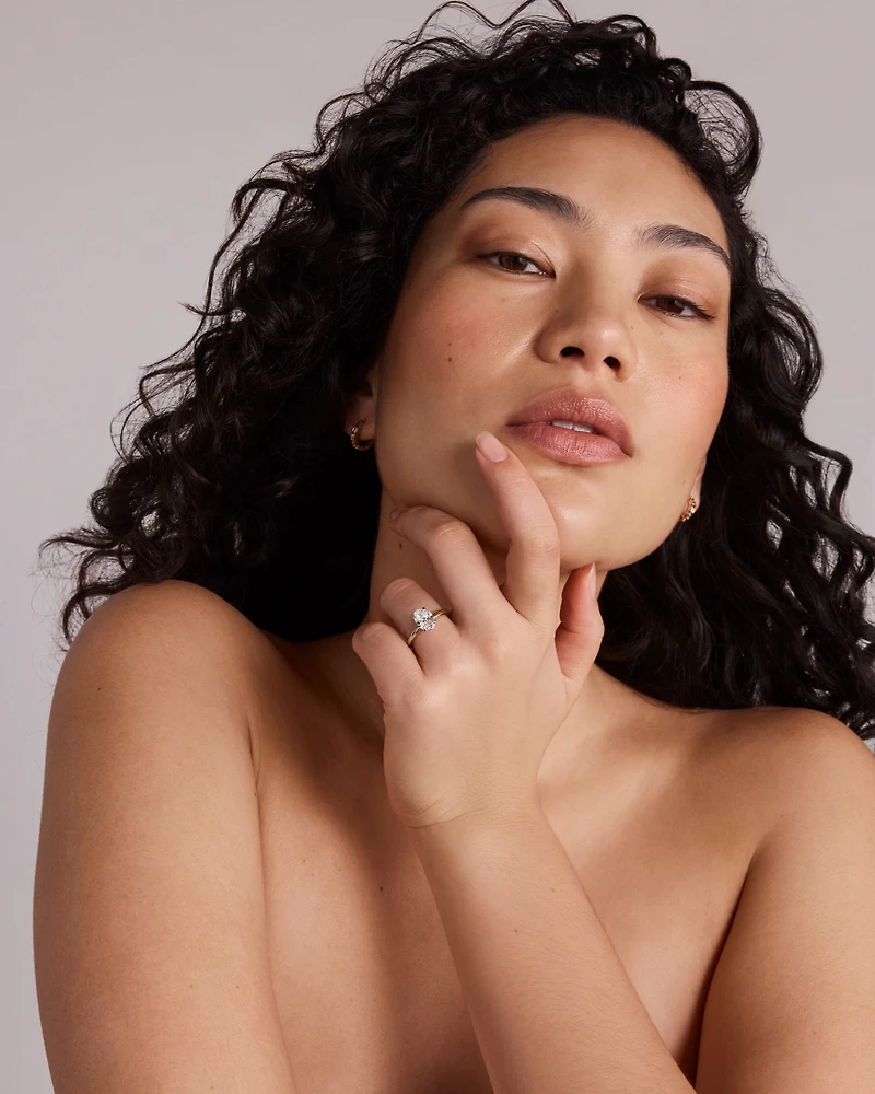 1.75 Carat TW Oval Cut Lab-Grown Diamond Solitaire Engagement Ring in 14kt Yellow and White Gold