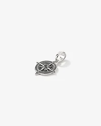 Black Diamond Compass Pendant in Sterling Silve