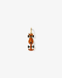 Pendentif voiture de course orange en argent sterling avec bélière en or jaune 10 kt