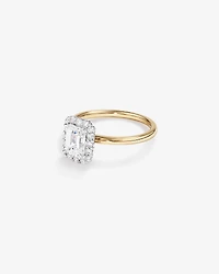 1.46 Carat TW Emerald Cut Laboratory-Grown Diamond Halo Engagement Ring 14kt Yellow and White Gold
