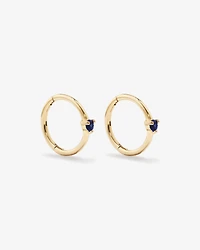 Blue Sapphire Gemstone Accent Sleeper Earrings in 10kt Yellow Gold