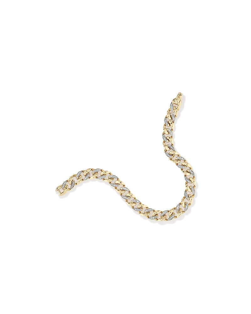 21cm Cuban Link Bracelet with 1.00 Carat TW of Diamonds in 10kt Yellow Gold