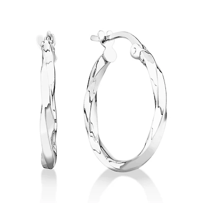 15mm Square Twist Hoop Earrings 10kt White Gold
