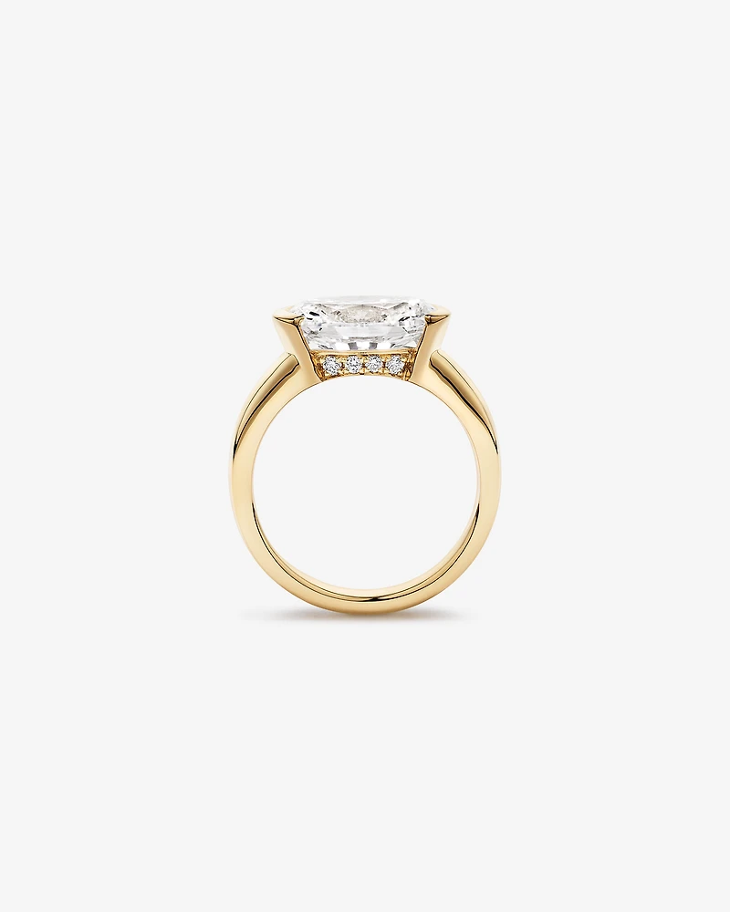 4.06 Carat TW East-West Oval Cut Laboratory-Grown Diamond Solitaire Ring in 18kt Yellow Gold