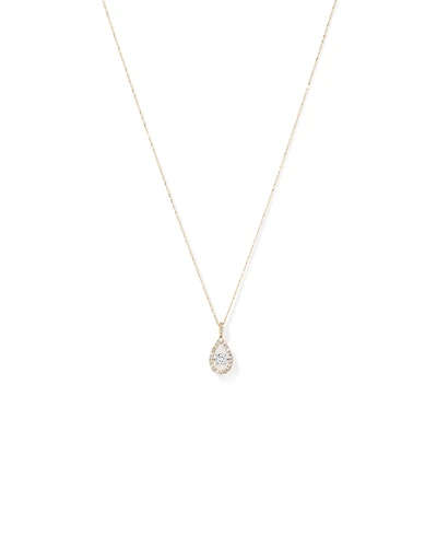1.00 Carat TW Diamond Halo Everlight Pear Pendant in 10kt Yellow Gold