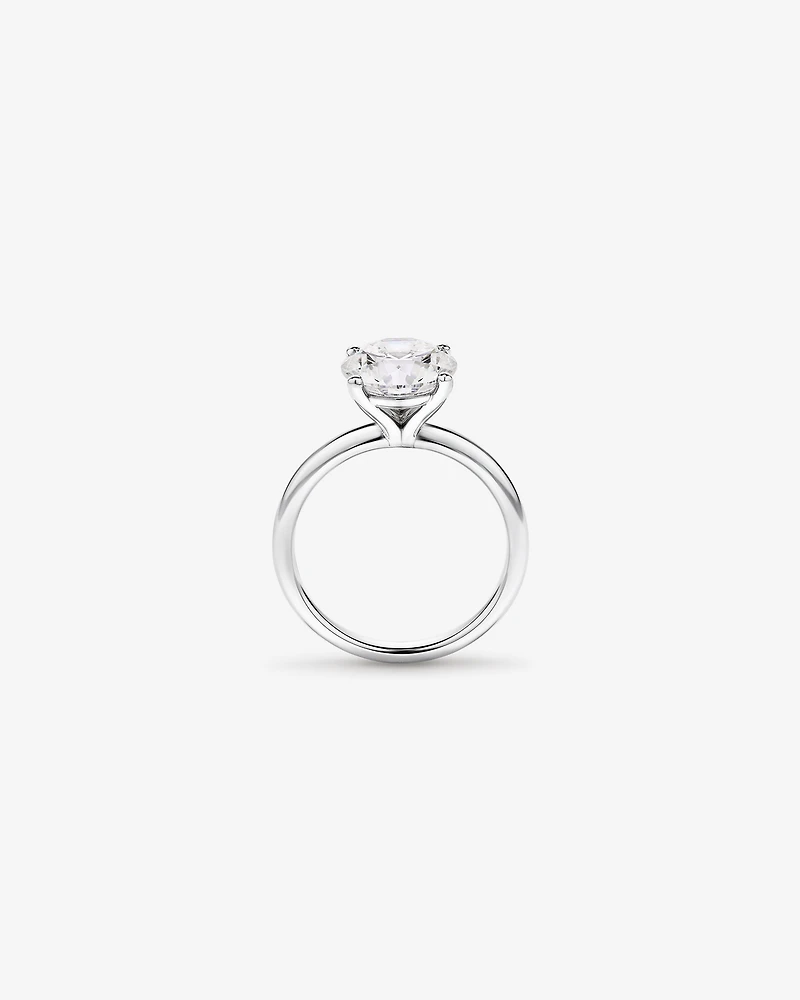 3,00 Carats Poids Total Bague De Fiançailles Solitaire En Diamant Rond Brillant Cultivé Laboratoire, Platine