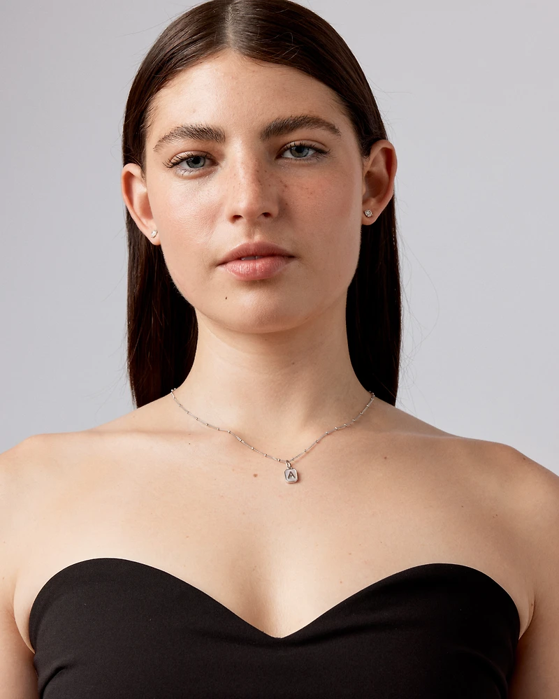 Pendentif initiale Lettre A en nacre et argent sterling