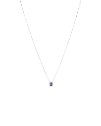 Emerald Cut Blue Tanzanite and 0.17 Carat TW Diamond Halo Pendant in 14kt White Gold