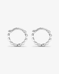 10.5mm Small Beaded Huggie Earrings in Sterling Silver