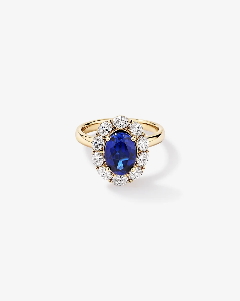 Création de la bague en diamant TW Sapphire & 0,97 carat cultivée laboratoire or 10 carats