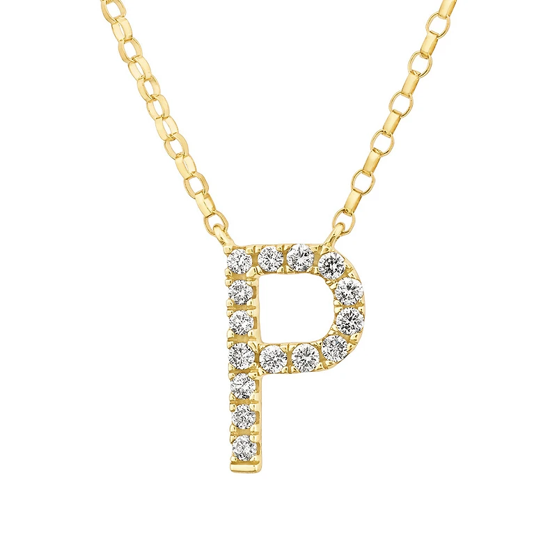 "P" Initial Necklace with 0.10 Carat TW of Diamonds in 10kt Yellow Gold