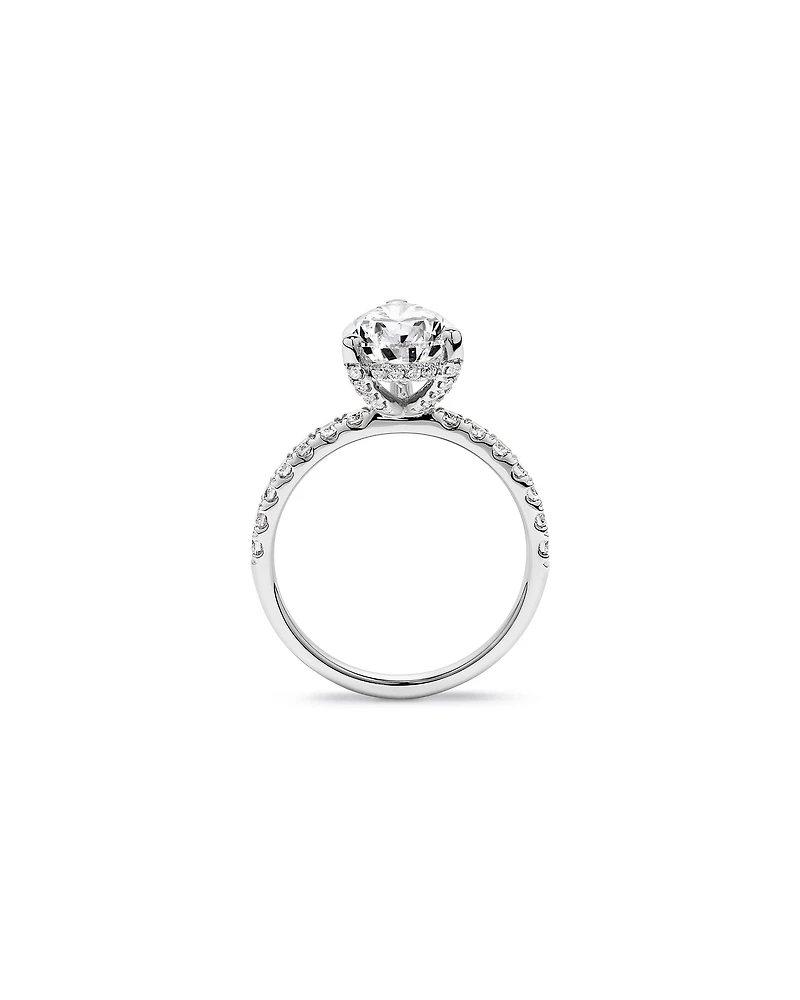 Bague de fiançailles en diamant taillé poire 3,50 carats or blanc 18 taillée