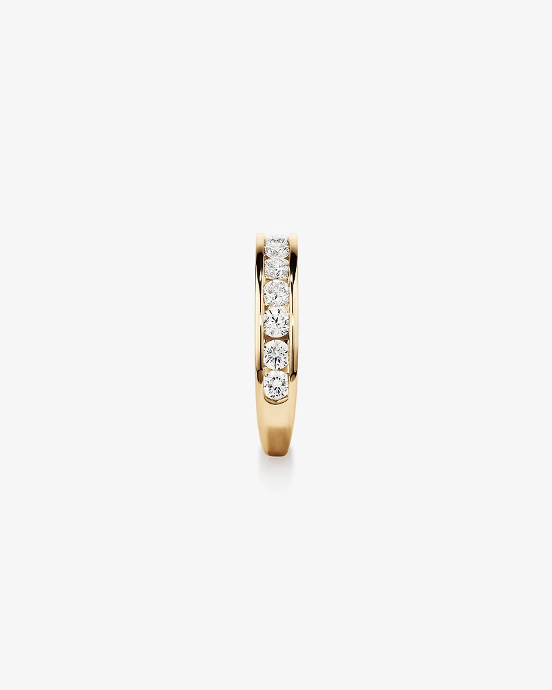 Bague De Mariage En Diamant De Laboratoire Rond Brillant De 1,00 Carat Poids Total Sertie En Canal En Or Jaune 14 Carats