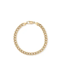 19cm (22") 6.8mm Width Semi Solid Diamond Cut Curb Bracelet in 10kt Yellow Gold