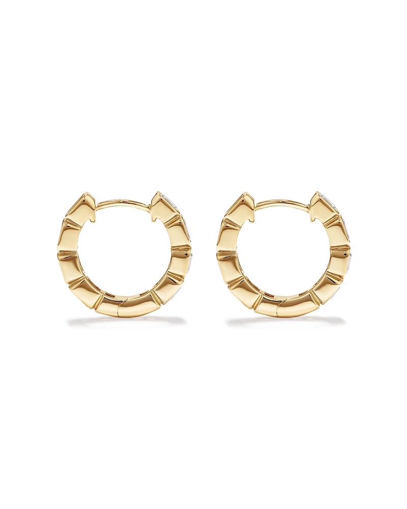 0.40 Carat TW of Laboratory-Grown Emerald Cut Diamond Huggie Earrings in 10kt Yellow Gold