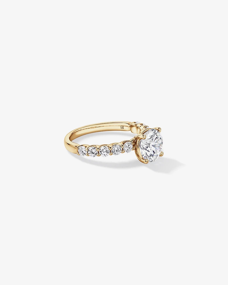 Bague de fiançailles en or jaune 14 carats sertie d'un diamant rond brillant 2,75 carats, cultivé laboratoire