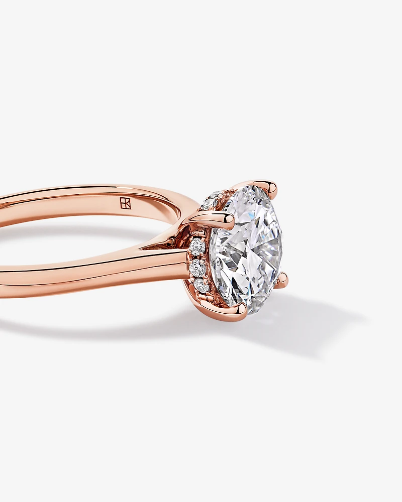 Bague solitaire en or rose 14 carats sertie d'un diamant rond brillant de 2,32 carats, cultivé laboratoire
