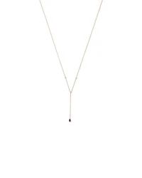 Pear Cut Purple Amethyst Gemstone and Diamond Lariat Necklace in 10kt Yellow Gold