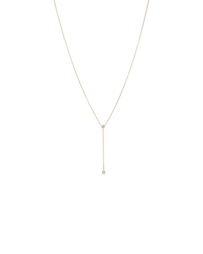 0.14 Carat TW Round Brilliant Diamond Bezel Set Lariat Necklace in 10kt Yellow Gold
