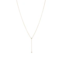 0.14 Carat TW Round Brilliant Diamond Bezel Set Lariat Necklace in 10kt Yellow Gold
