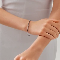 Bracelet de Tennis Dot Dash en Saphir & Diamant avec 0,62 Carat TW en Or Blanc 10kt