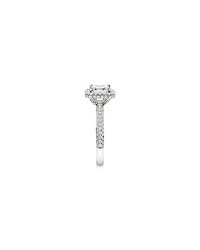 1.65 Carat TW Emerald Cut Diamond Pave Halo Engagement Ring in Platinum