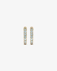 Aquamarine Huggie Hoop Earrings in 10kt Yellow Gold