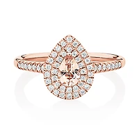 Sir Michael Hill Designer Fashion Ring with Morganite & 0.25 Carat TW of Diamonds in 10kt Rose Gold