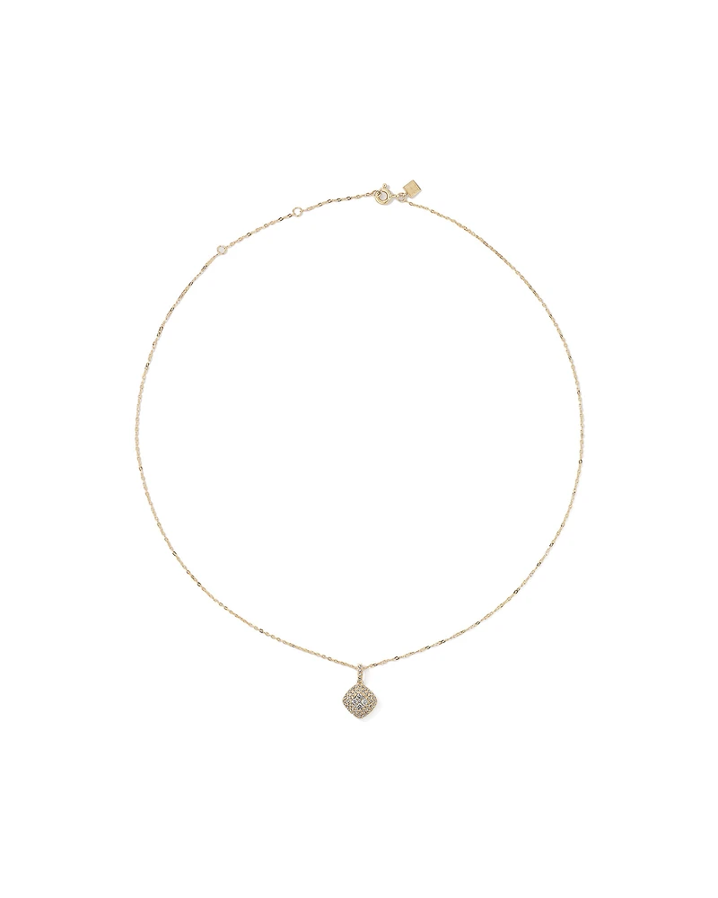 0.30 Carat TW Cushion Shaped Diamond Cluster Pendant Necklace in 10kt Yellow Gold