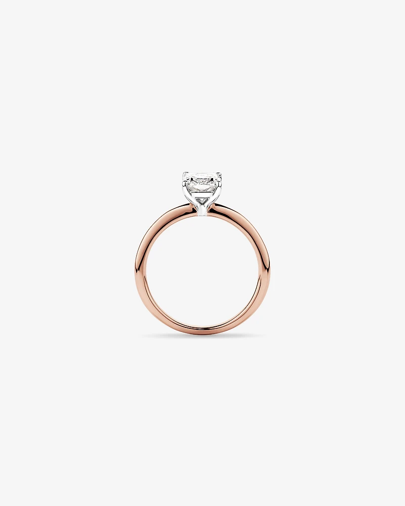 Bague de fiançailles solitaire en diamant de laboratoire TW Radiant de 1,25 carat en or rose et blanc 14 carats