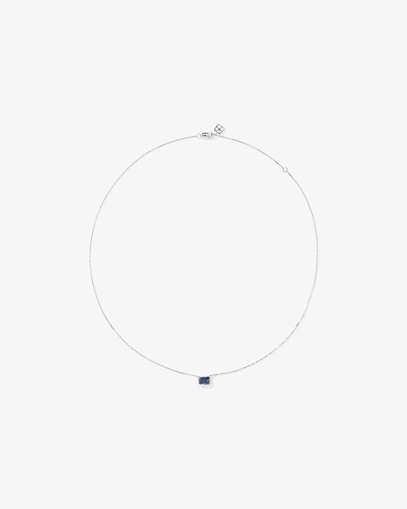 Collier serti de lunettes émeraude en saphir australien en or blanc 10 carats