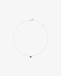Collier serti de lunettes émeraude en saphir australien en or blanc 10 carats