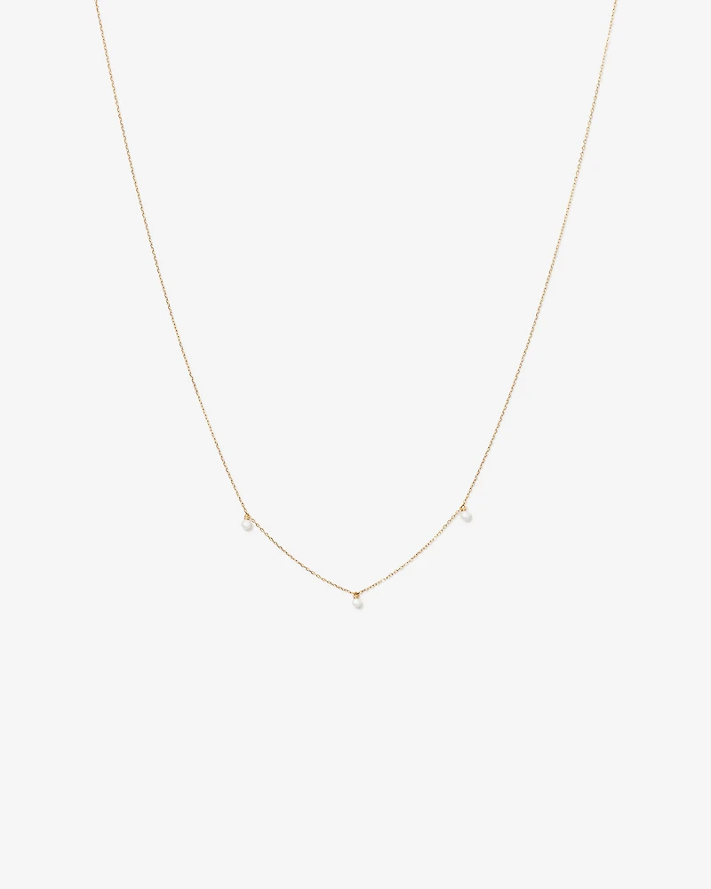 Cultured Freshwater Pearl Station Necklace in 10kt Yellow Gold
