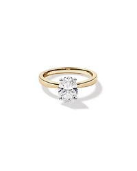 Bague de fiançailles en diamant solitaire taille laboratoire ovale 1,50 carat or jaune et blanc 14 carats