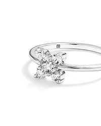 Cubic Zirconia Floral Ring Sterling Silver