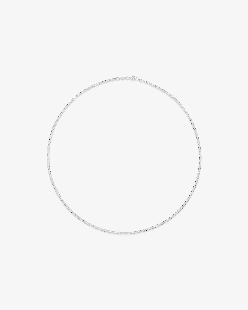 55cm (22") 3mm-3.5mm Width Oval Belcher Chain in Sterling Silver