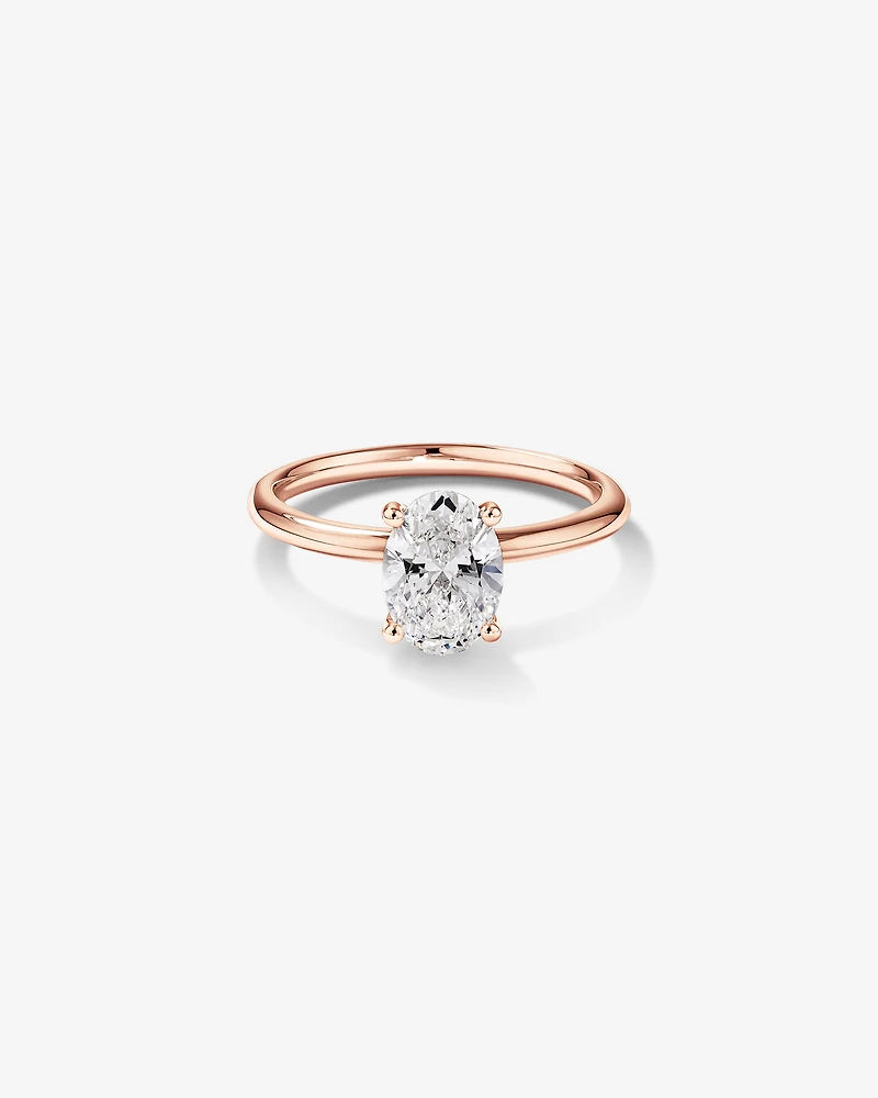 Carat TW Oval Laboratory-Grown Diamond Solitaire Engagement Ring in 14kt Rose Gold
