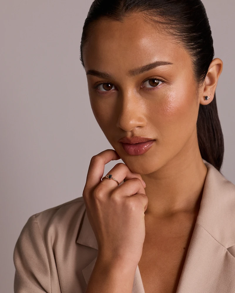 Pear-Cut White Sapphire and Emerald-Cut London Blue Topaz Toi Et Moi Ring in 10kt Yellow Gold